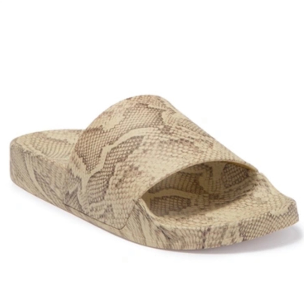 Steve Madden Beige Snake-Print Slide Sandals